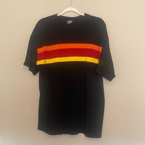 Cool Vintage Short Sleeve Unisex Striped Shirt Large
